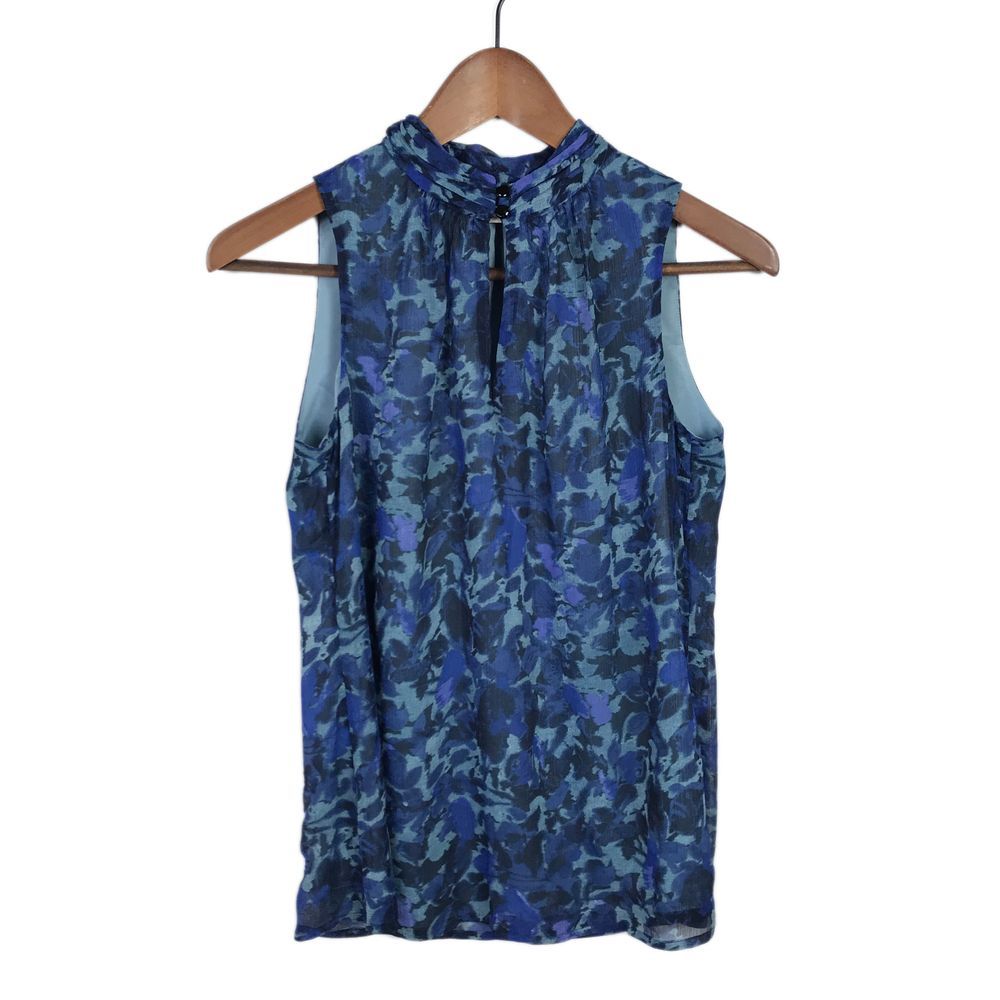 Banana Republic Blue Camouflage Sleeveless Blouse